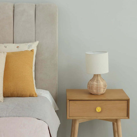 Solid Deal On Fresh Ceramic Cabinet Knobs Set Of 6 Round Drawer Pulls For Kitchen And Dresser Light Yellow 1.3 Inch modern furniture handle on wooden nightstand.