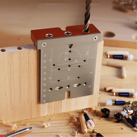 Rock Solid Woodworking Hole Saw Kit Set With Stainless Steel Drill Bits And Aluminum Alloy Body Designed For Cabinet Wardrobe Hinge Installation, 35mm guide on wood