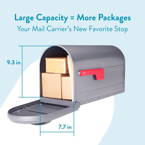 Mapleton Heavy Duty Steel Post Mounted Mailbox For Outdoors Graphite With Magnetic Latch Large Curbside Mailbox Weather Tough And Rust Resistant Rain Snow Or Shine