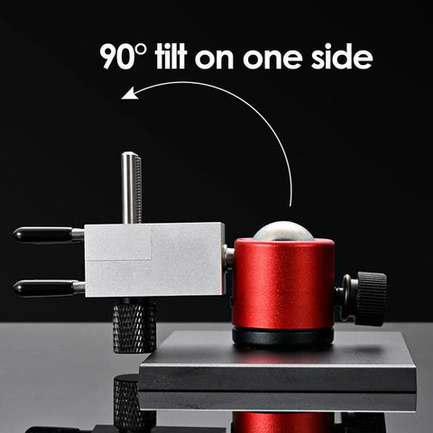 Side view of Mini Vise Clamp For Jewelry Making Adjustable Jaw Opening From 0 To 2.48 Inch 360 Degree Rotating Workbench Vise, 90° tilt