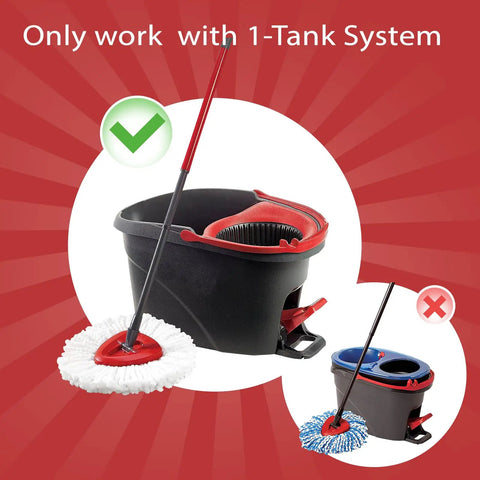 Replacement Mop Heads 3 Pack For EasyWring 1 Tank System, Premium Microfiber Mop Heads That Absorb Like Crazy, Fluff Before First Use For Maximum Absorbency, Water Only Cleaning, Durable Refills For Home Floor Care on EasyWring 1-Tank bucket