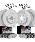 Front And Rear Brake Kit For 2011 2014 Lexus CT200h And 2010 2015 Toyota Prius Plug-In With 10.0 Inch Front Rotors 10.2 Inch Rear Rotors Blank Rotors And 8 HybriDyn 4000 Pads Plus Hardware For Easy Drop-In Fit