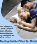 Couples Cuddle Pillow With Memory Foam Arched U Shaped Arm Hole For Travel Rest Office And Bed used by couple in bed