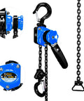 Quarter Ton Chain Hoist Come Along With Ten Feet Lift 550 Lbs Capacity G80 Chain Ratchet Hoist With Dual Hooks Mini Lever Hoist For Garages And Warehouses Heavy Duty Lifting Tool, blue lever hoist with chain and hooks