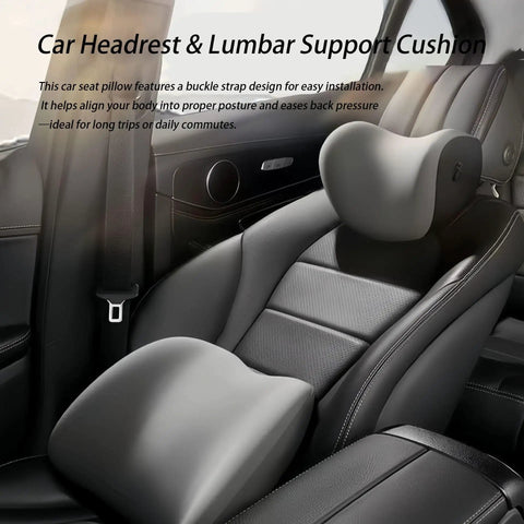 Ergonomic Car Lumbar Support Pillow And Neck Rest Kit For Mini John Cooper Works Electric 2025 2026 on leather car seat.
