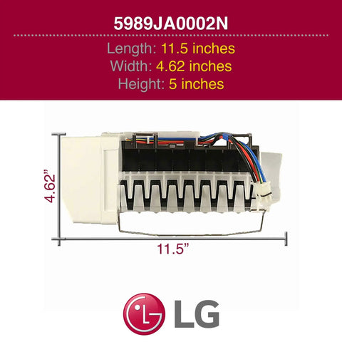 White Refrigerator Ice Maker Assembly Replacement For Compatible Models, OEM Grade Part, side view with dimensions
