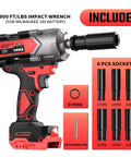 Built Tough Half Inch Cordless Impact Wrench Delivers Serious Grunt For Auto Work Compatible With Milwaukee 18V Batteries features six sockets and detail parts.