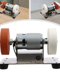 Heavy Duty Mini Electric Bench Sander And Dual Wheel Bench Grinder 96W Stainless Steel Sanding Machine with polishing wheels.