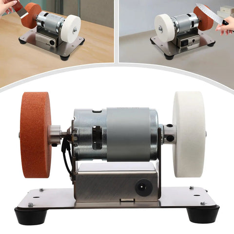Heavy Duty Mini Electric Bench Sander And Dual Wheel Bench Grinder 96W Stainless Steel Sanding Machine with polishing wheels.