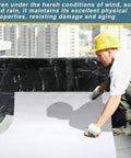 Worker applying Heavy Duty White Polyester Roof Reinforcement Fabric 40X81 Ft Elastomeric Coating Base for roofing repair.