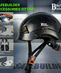Heavy Duty Abs Safety Helmet With Built In Visor And Quick Air Vent Osha Certified showcasing adjustable visors and hearing protection.