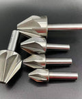Carbide Chamfer End Mill 60 Degrees With 6 To 8 Flute Deburring Cutter for CNC Router, 25mm Shank, set of varying diameters