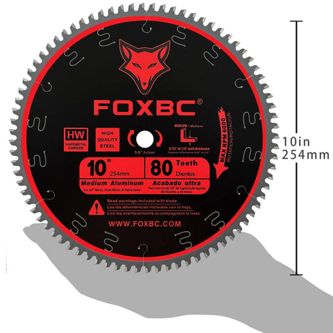 10-Inch 80-Tooth TCG Saw Blade For Aluminum, Non-Ferrous Metal And Plastic - 0.094-Inch Kerf, Five-Eighth-Inch Arbor