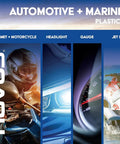 Automotive and marine plastics for helmet motorcycle, headlight, gauge, jet ski, showcasing versatility for vehicles.