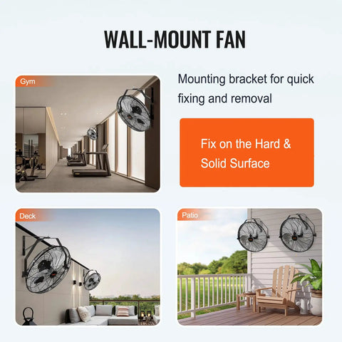 Two Pack 18 Inch Waterproof Wall Mount Fan IP44 Rated Heavy Duty With 3 Speeds High Velocity Up To 4000 CFM Gym, Deck, Patio