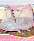 Pop Up Baby Beach Tent Sun Shade With Carry Bag No Fuss UPF 50 UV Protection Easy Setup for infant napping on beach
