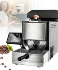Top Shelf Smokeless Electric Coffee Bean Roaster With Auto Manual And Semi Auto Settings showing stainless steel body and control panel.