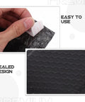Close-up of Black Bubble Mailers 12 By 18 Inch Plus 4 Inch Padded Self Seal Shipping Bags showing adhesive strip in use
