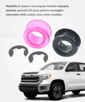 2PCS Shifter Bushing Kit For Transmission Shift Linkage Replacement, pink and black bushings with clips shown above truck