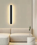 Four Direction Black Acrylic Outdoor Wall Light With 3000K Warm Glow, IP65 Waterproof Exterior Porch Sconce mounted on a wall indoors