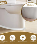 Waterproof Self Adhesive Caulk Tape 3 Roll Set 1.5 Inch By 10.5 Foot Sealant Strip For Shower Tub Kitchen Countertop Sink And Floor Edge Protector White PVC With Upgraded Acrylic Adhesive applied to toilet base.