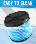 VF3500 Replacement Filter Two Pack For 4 Gallon Wet Dry Shop Vacuums 3 Layer Dust Filter being washed in water