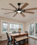Large Ceiling Fan with Light installed in a dining area, featuring 8 blades and a dimmable light fixture.