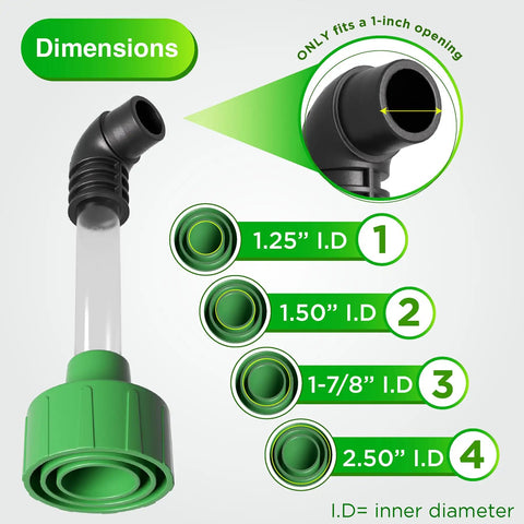 AC Drain Line Cleaner Adapter with clear tube and elbow, fits 1.25 to 2.50-inch openings, universal PVC HVAC fit, easy grip design
