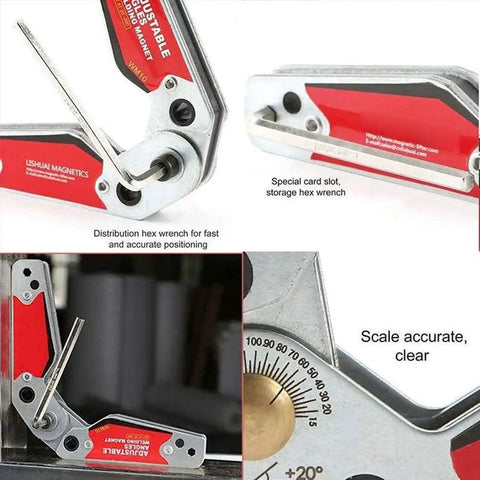 Premium Magnetic Welding Positioner Offering Slick 20 To 200 Degree Rotation And Tough Grip Lockup For Quick Angle Setting. Hex wrench detail.