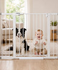Extra Wide Baby Gate For Stairs And Doorways 29.7 To 46 Inch Adjustable Pressure Mounted Walk Through Pet Gate