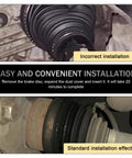 Rack and Pinion Boot Kit 2 Pack Silicone Inner Tie Rod Ball Covers with incorrect and standard installation views