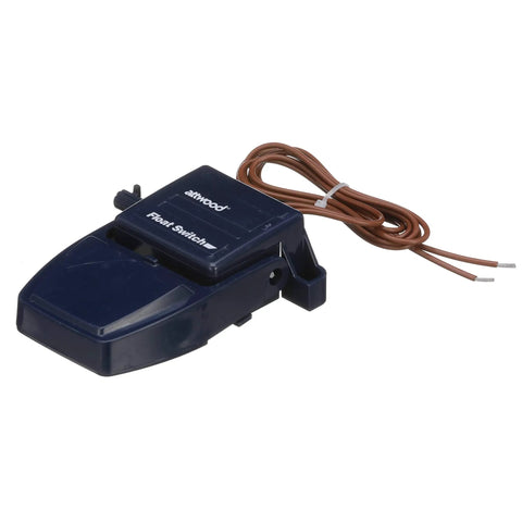 Float Switch For Bilge Pump Automatic Conversion, 12 And 24 Volt CE Rated, 36 Inch Wire, Low Profile Mounting, dark blue casing