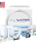 Front view of inline water filter kit for ice maker with 1/4-inch quick-connect fittings, tubing, and T-connector.