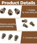 Rock Solid 30 Piece Full Replacement Ceiling Fan Blade Screws With 1/4-20 Threading And Premium Bronze Pan Heads display showing corrosion-proof screws.