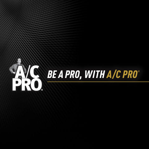 AC Pro logo with the text 'Be a Pro, with A/C Pro' on a textured black background.