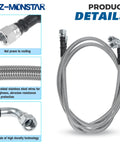 6AN 52 Inch Transmission Fluid Oil Cooler Hose Kit With Stainless Braided PTFE Lines For AN6 Fittings Works With Turbo 350, Turbo 400, 4L60E, 4L80E, 4L65E, 200R4, 700R4, Ford C4 C6 AOD Transmissions. Stainless braided hose with AN6 fittings
