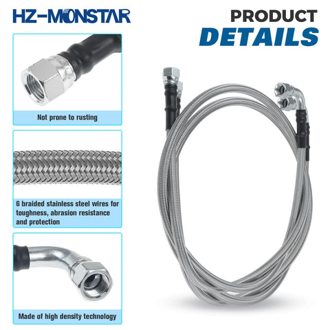 6AN 52 Inch Transmission Fluid Oil Cooler Hose Kit With Stainless Braided PTFE Lines For AN6 Fittings Works With Turbo 350, Turbo 400, 4L60E, 4L80E, 4L65E, 200R4, 700R4, Ford C4 C6 AOD Transmissions. Stainless braided hose with AN6 fittings