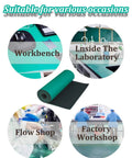 Image of Anti Static Rubber Soldering Mat For Workbench Built Tough With High Temperature Resistance 0.08 Inch Thick Large 120 By 100 Cm Pad For Lab Repair Workshop Electronics Use displayed in various work settings.