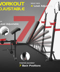 Beefy 900 Lbs Weight Bench Set With Squat Rack For Home Gym showing adjustable levels for benches and racks.