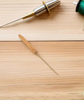 One Hand Operated Worm Bait Threading Needle For Freshwater And Saltwater Fishing, Stainless Steel Construction Built Tough For Live Bait Rigging, Sea Creek Lake Angling Tool With Red Worm Threader, wooden handle and stainless tip