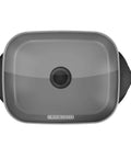 Top view of Electric Skillet With Variable Temperature Control And Nonstick Cooking Surface, tempered glass lid on 12x15 inch pan