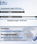 Front Hood Struts Lift Supports Gas Springs For BMW 3 Series E90 E91 E92 E93 2006 To 2012 Set Of 2 Replacement Hood Shocks