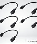 Six Pack 16 Awg 13 Amp Heavy Duty Indoor Extension Cords One Foot with three prong grounded plugs for home gadgets.