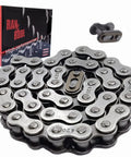 Front Jackshaft 42 Link 420 Chain For Mini Bikes beside packaging, showing detail and connector link