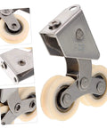 Heavy Duty Sliding Door Rollers Kit, 2 Pack Aluminum Alloy Wheels With Stainless Steel Track, adjustable pulleys visible