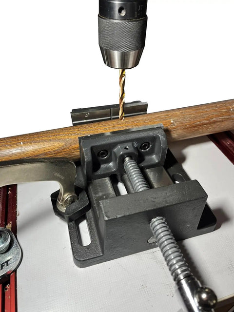4 Inch Drill Press Vise Beefy Heavy Duty Solid Cast Iron Bench Vise With V Groove Jaws For Precision Drilling In Metalworking And Woodworking Rock Solid Stability Smooth Guide Rails And Easy One Hand Clamp clamping wood under drill press