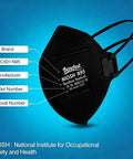 alt_tag: NIOSH Approved N95 Mask Respirator Pack Of 50 Individually Wrapped Black Face Masks With Four Layer Filtration For Everyday Protection