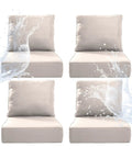8-Piece Thick 6 Inch Outdoor Cushion Set For Patio Furniture, Includes Four 24x24x6 Inch Seat Cushions And Four 21x24x6 Inch Back Cushions