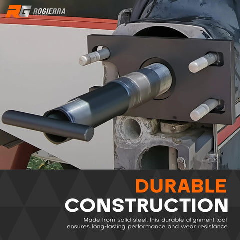 Gimbal bearing puller/installer tool mounted on boat engine drive housing; heavy-duty carbon steel, black finish