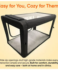 Pet Oxygen Therapy Cage With Tubing Kit Soft Mat And Venturi Adapters Vet Grade Nebulizer Chamber with black frame and soft mat